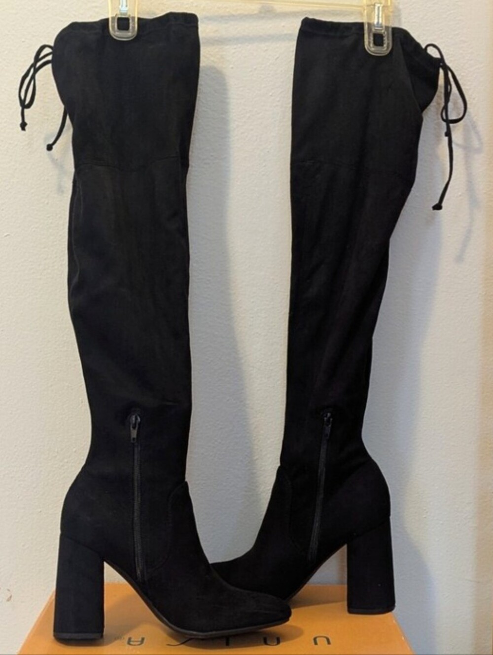 Unisa Jaydi Black Over-the-Knee Block Heel Boots